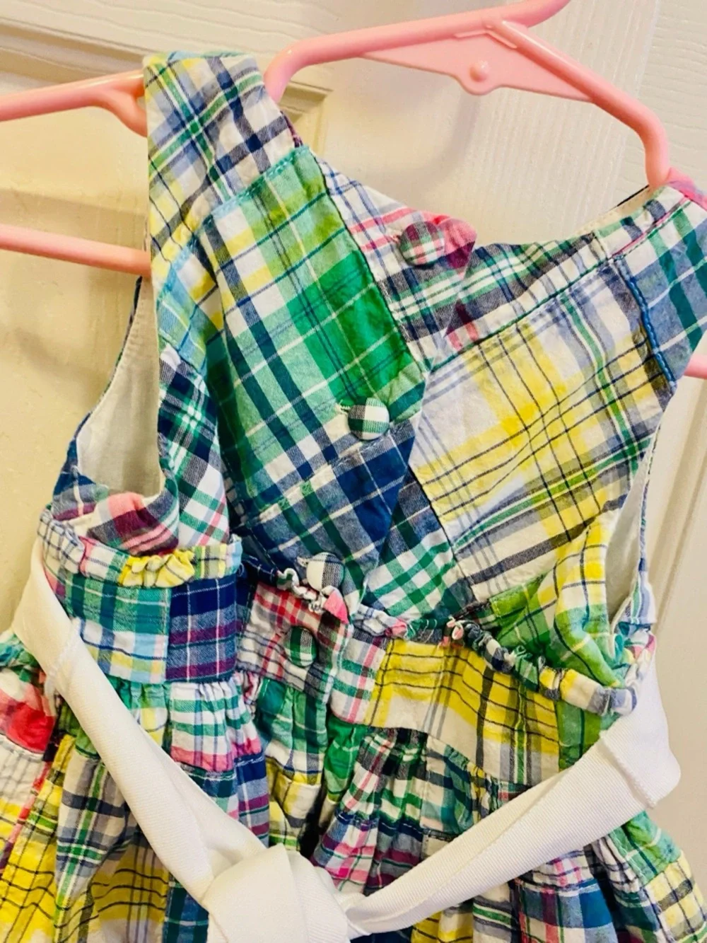 EUC Ralph Lauren Multicolor Plaid Sundress with White Waistband